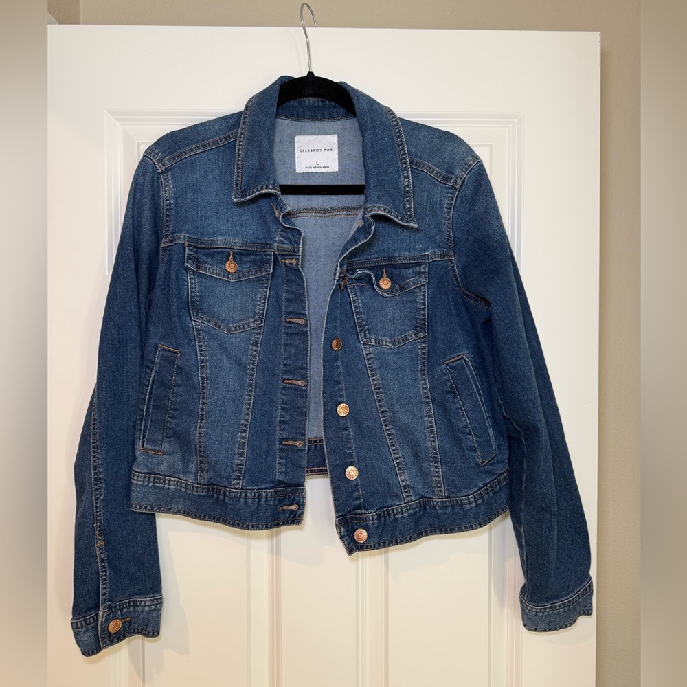 Celebrity Pink Dark Blue Jean Jacket Size Large